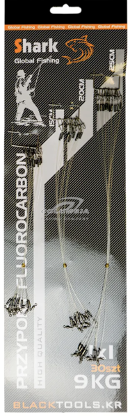 Поводки флюорокарбоновые 15/20/25см 9kg 30шт.